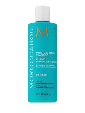 Moroccanoil Moisture Repair Shampoo - turquoise with orange logo